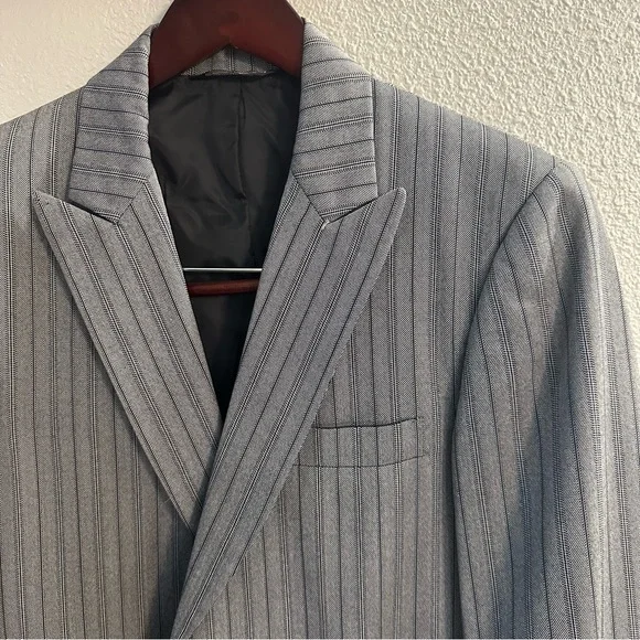 Vintage Yves Saint Laurent One Button Stripe Tailcoat Tuxedo Top 38 R - Picture 2 of 16